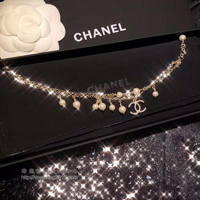 chanel手鏈 新款香家貴婦珍珠 施華洛水晶 珍珠 雙層手鏈  gzsc1440